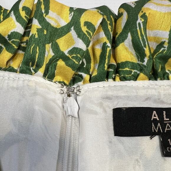 Alex Marie Dress Women’s Size 14 Sleeveless Faux Wrap Ruffle Hem Green Yellow - Picture 6 of 8